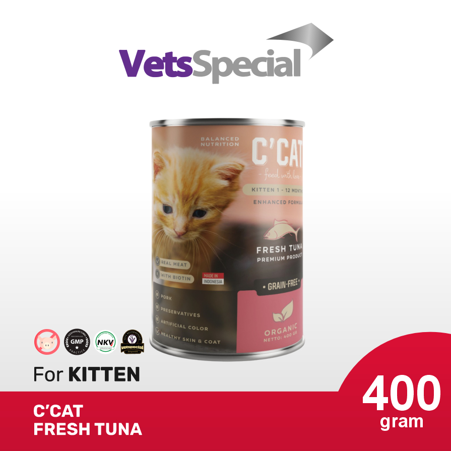 id-11134207-7rasa-m4sd1t40zp8i33.jpg C'Cat Wet Food Kitten Makanan Basah Anak Kucing Tuna Salmon 400gr - Image 1